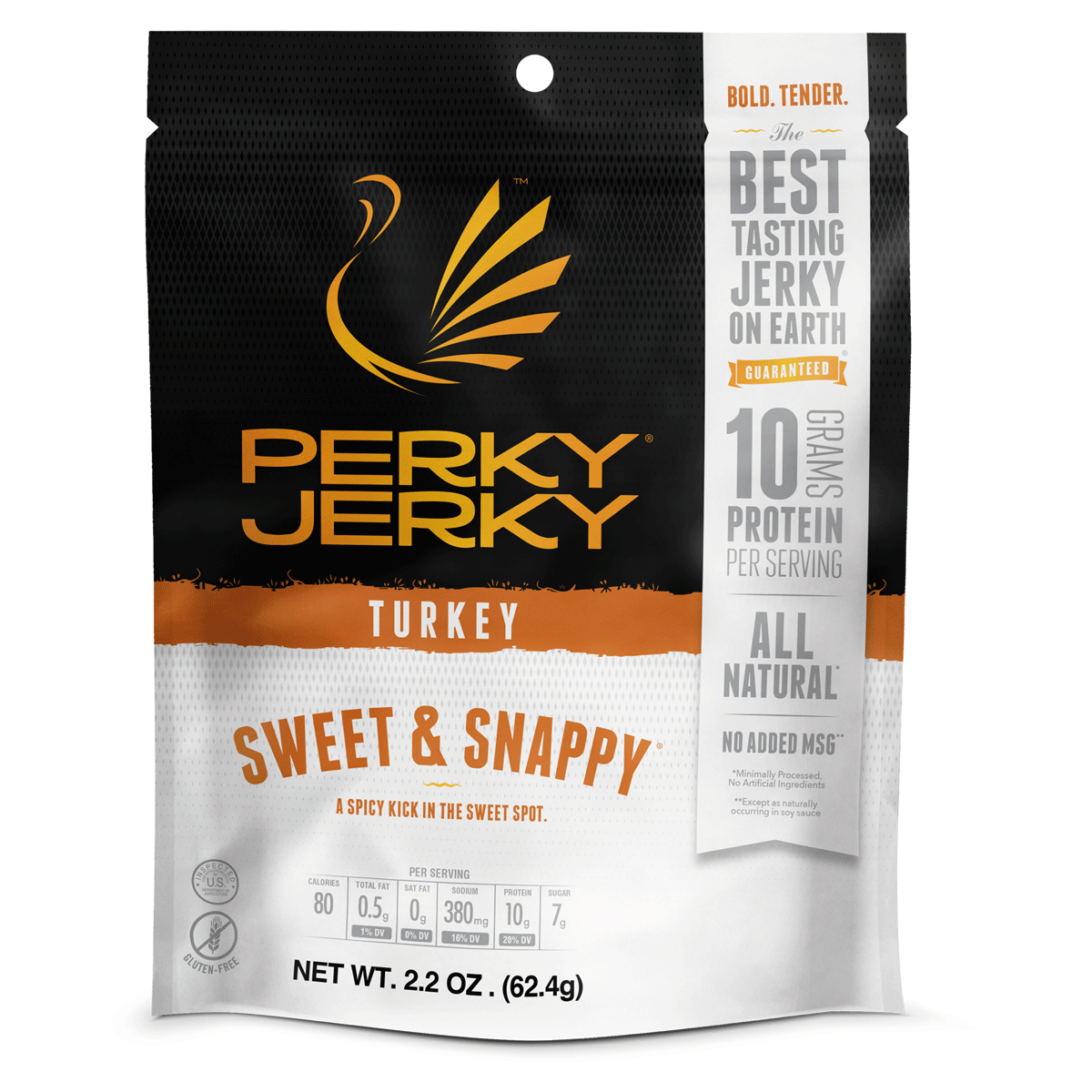Perky Jerky Sweet and Snappy Turkey 2.2oz Bag